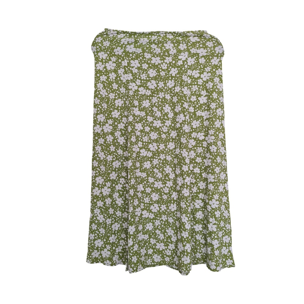 Reformation 6P Green Floral Midi Skirt High Waisted Front Slit Petite Viscose